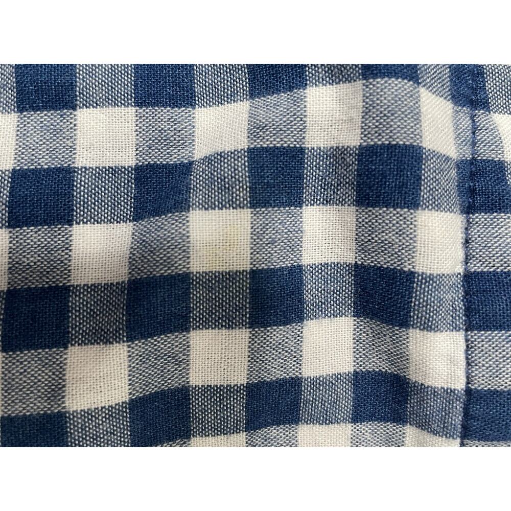 J Jill XL Blue White Gingham Check Cotton Blouse Boat Neck Button Front Cottagec - Picture 6 of 13